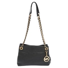 Michael Kors - Borsa a tracolla con catena in pelle nera e ciottoli
