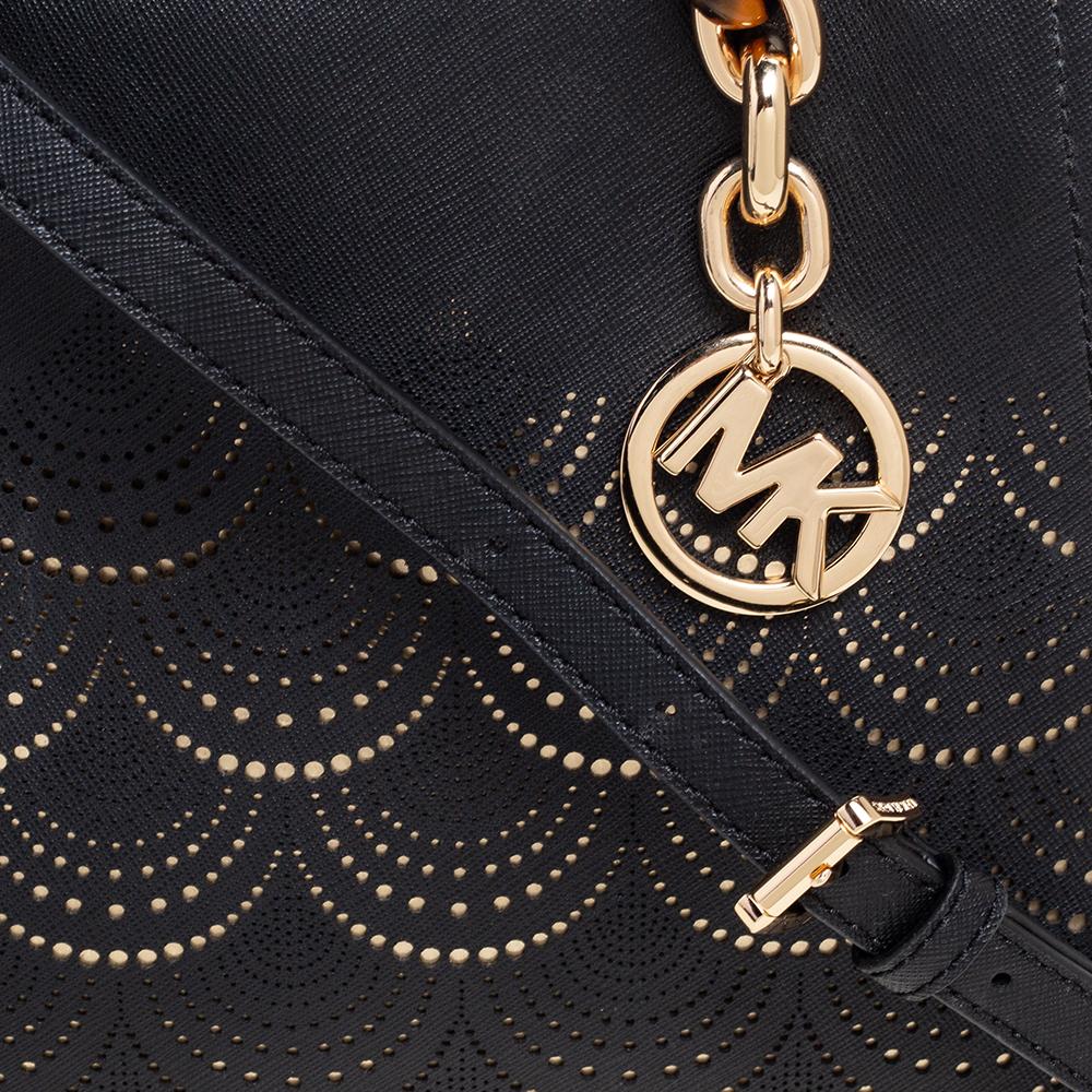 MICHAEL Michael Kors Schwarze Sofia Tragetasche aus perforiertem Leder 7