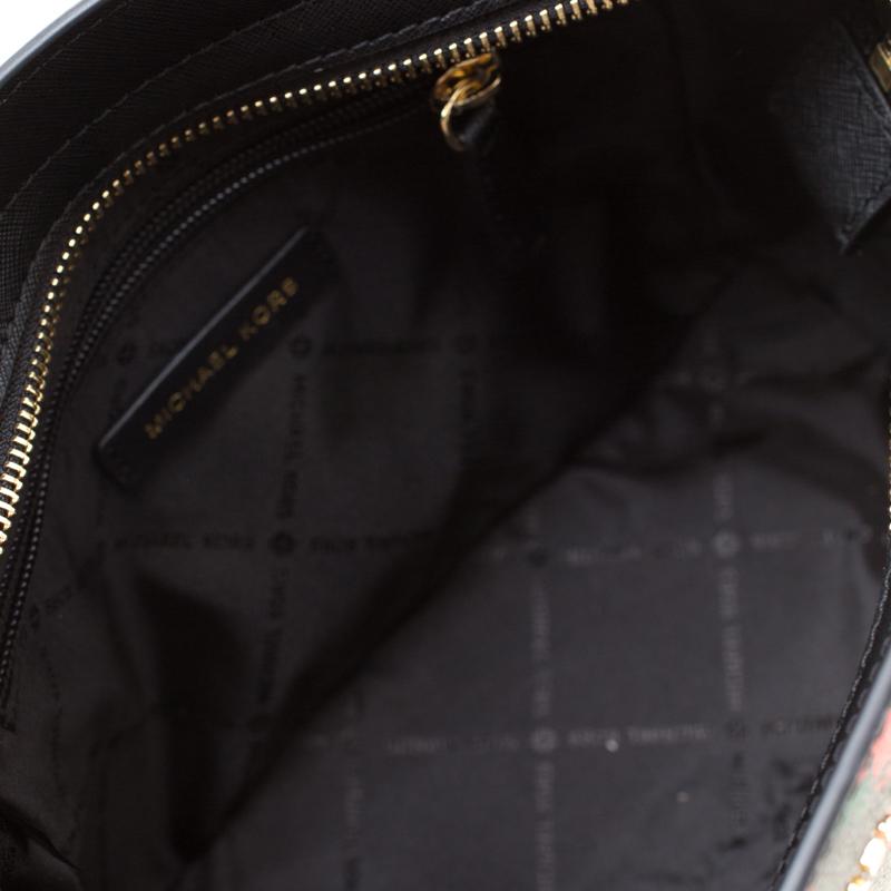 MICHAEL Michael Kors Black/Red MK Rose Leather Medium Selma Tote 5