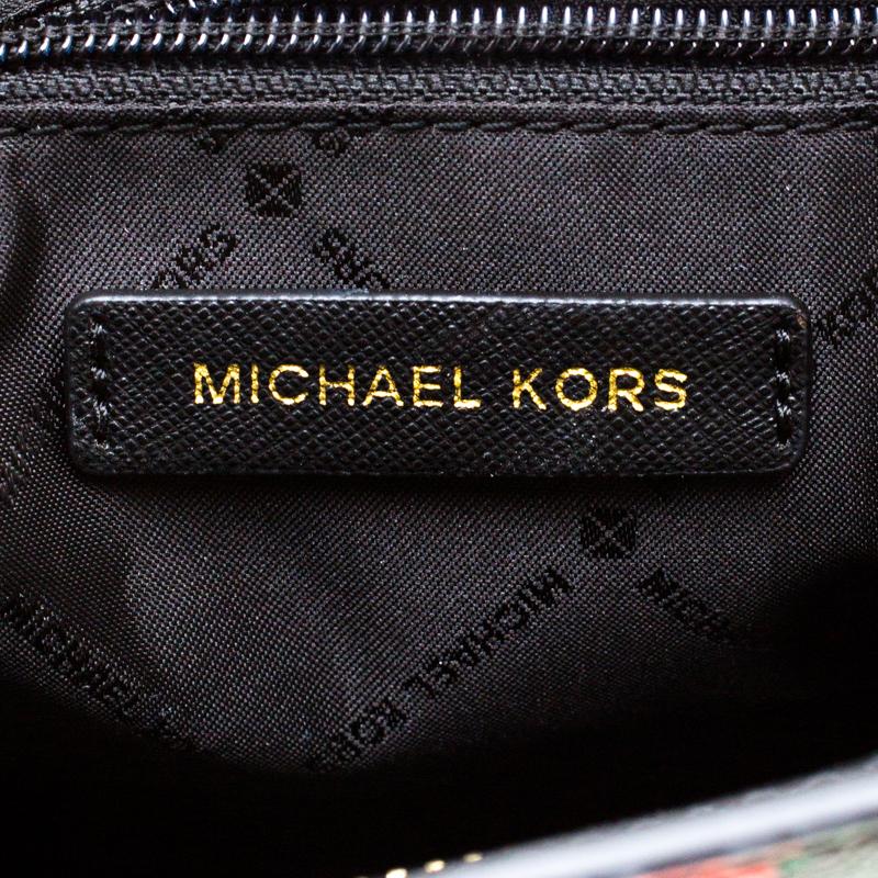MICHAEL Michael Kors Black/Red MK Rose Leather Medium Selma Tote 2