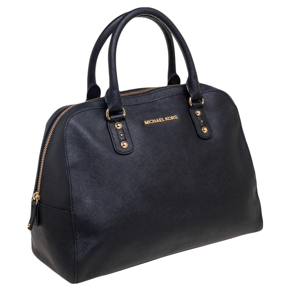 MICHAEL Michael Kors Schwarze Sandrine-Tasche aus Saffiano-Leder im Angebot 2