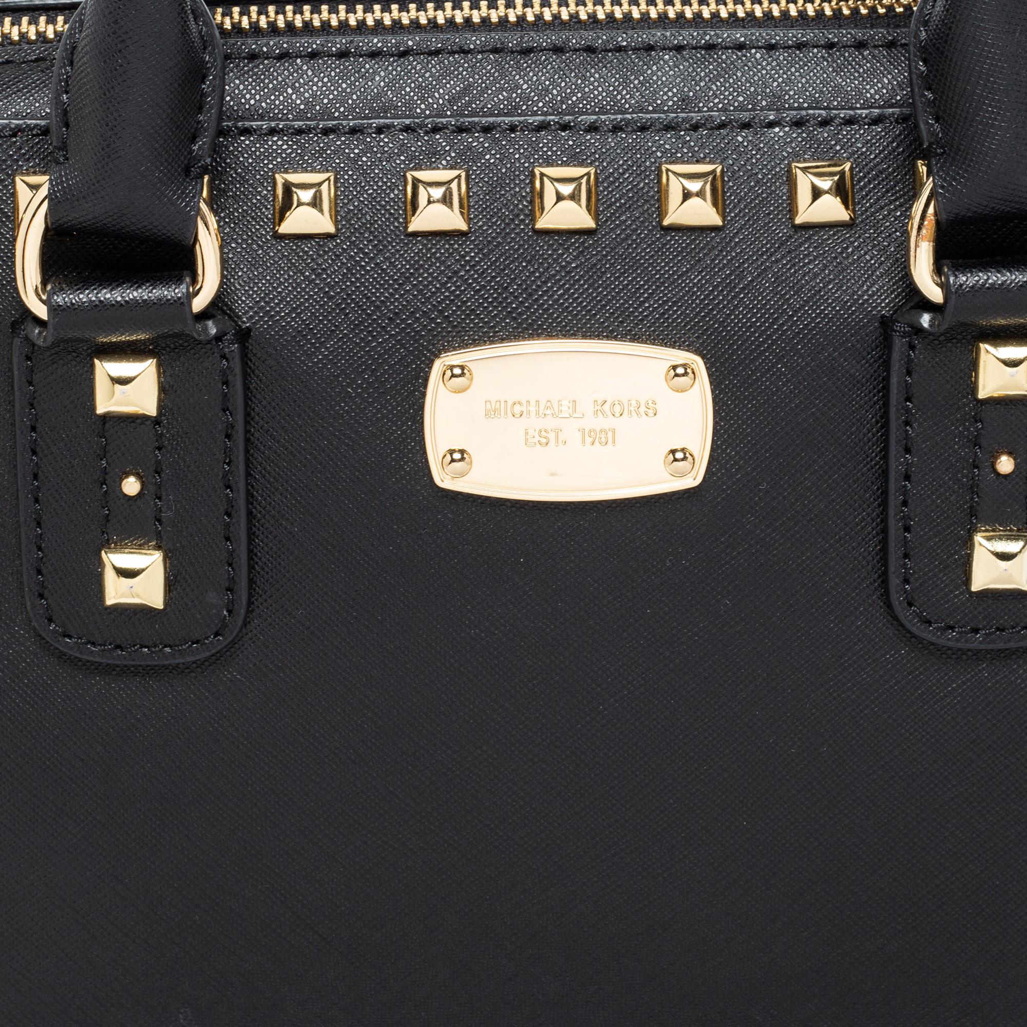 MICHAEL Michael Kors Schwarze Sandrine-Umhängetasche aus Saffiano-Leder mit Nieten 4