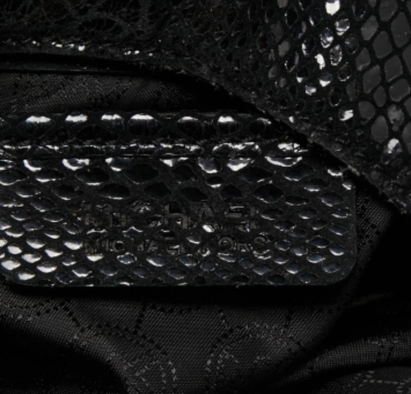 Michael Kors - Hobo Fulton in pelle nera goffrata con pelle di serpente in vendita 3