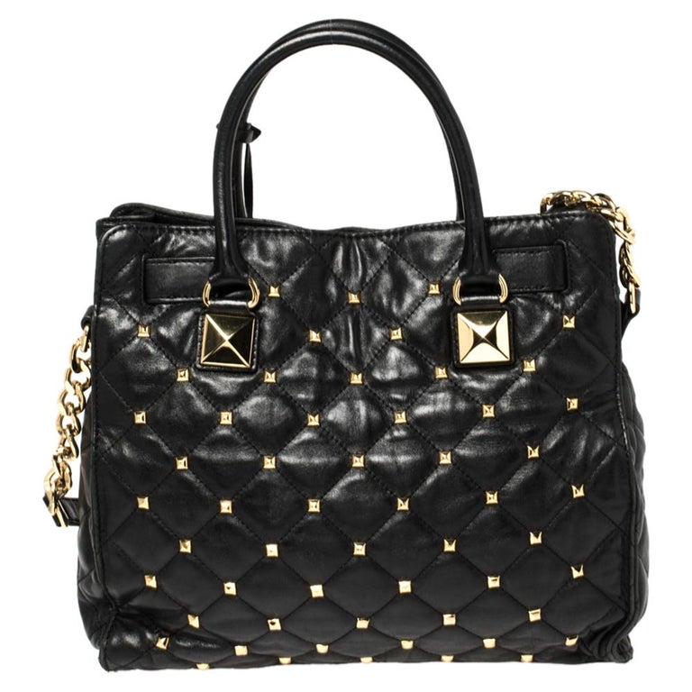 MICHAEL Michael Kors Black Studded Leather Hamilton North South Tote For  Sale at 1stDibs