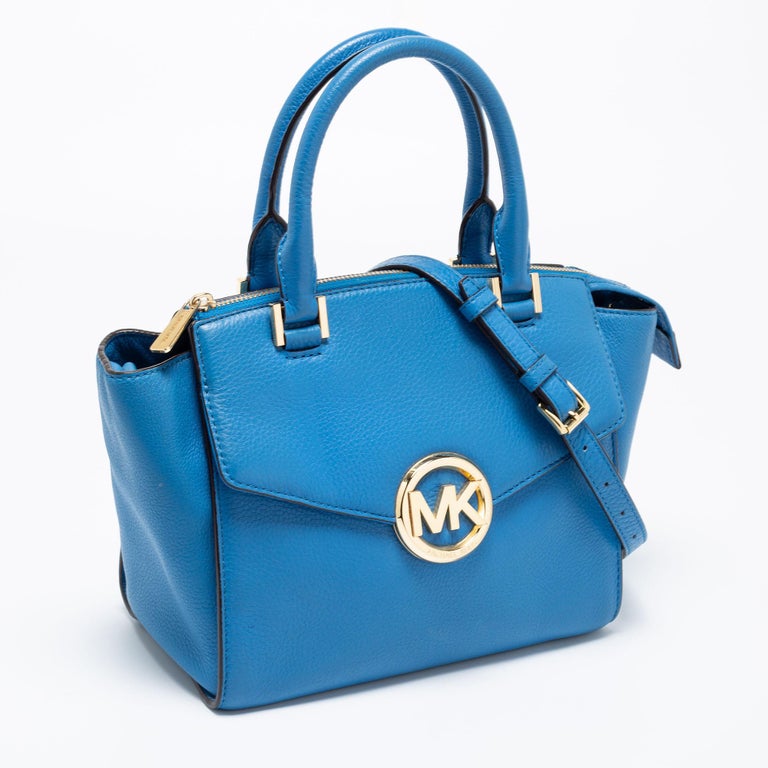 MICHAEL Michael Kors Blue Leather Hudson Satchel For Sale at 1stDibs