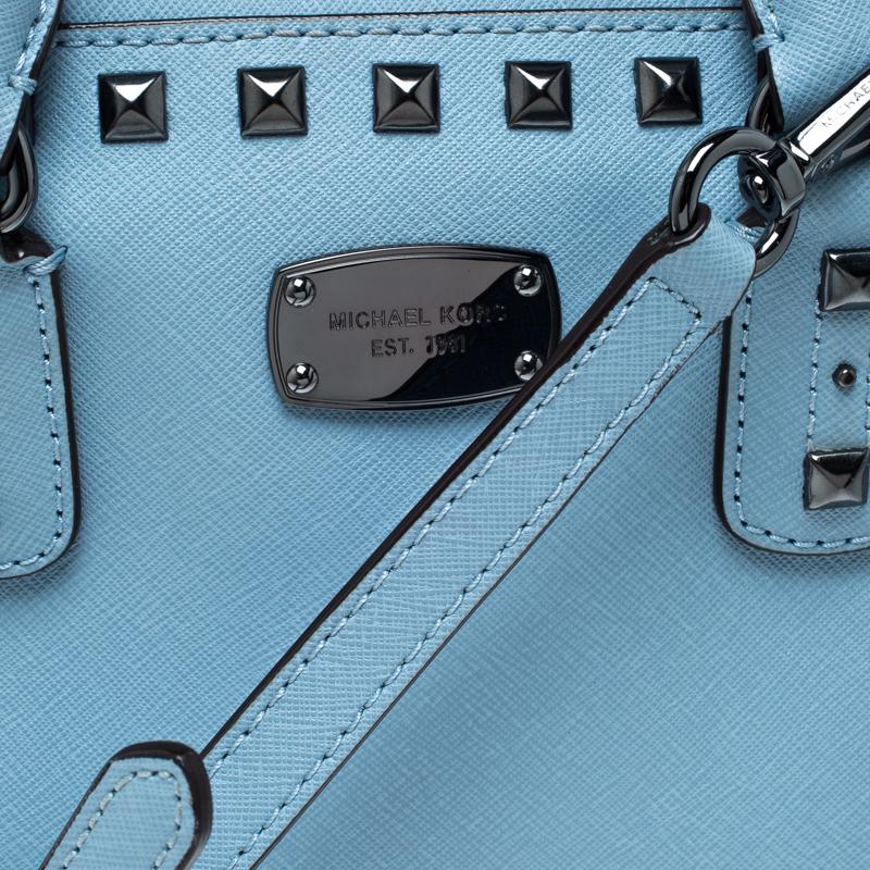 Michael Michael Kors Blue Leather Studded Top Handle Shoulder Bag 3