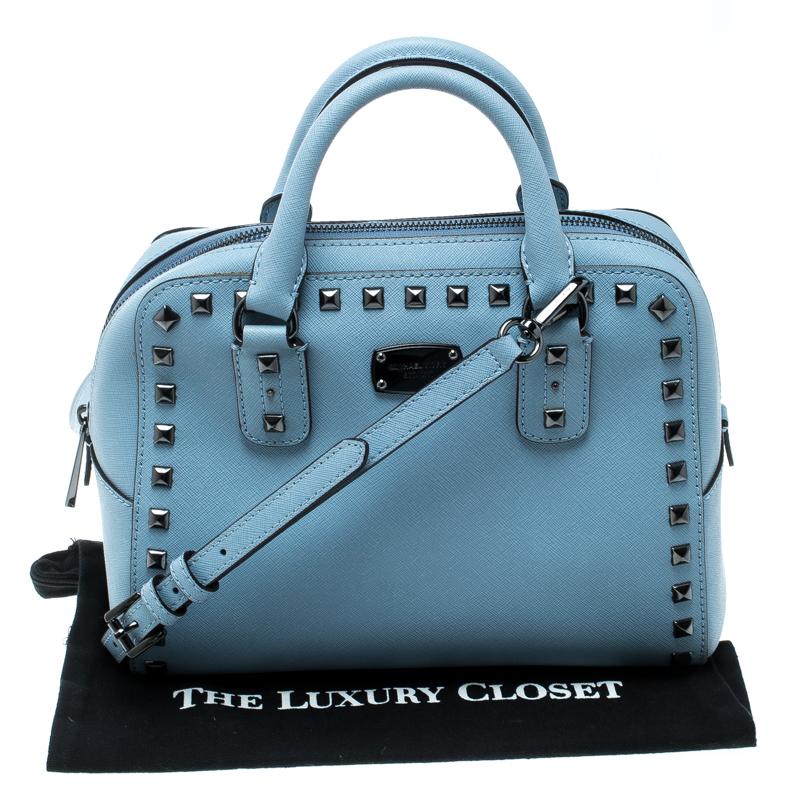 Michael Michael Kors Blue Leather Studded Top Handle Shoulder Bag 4