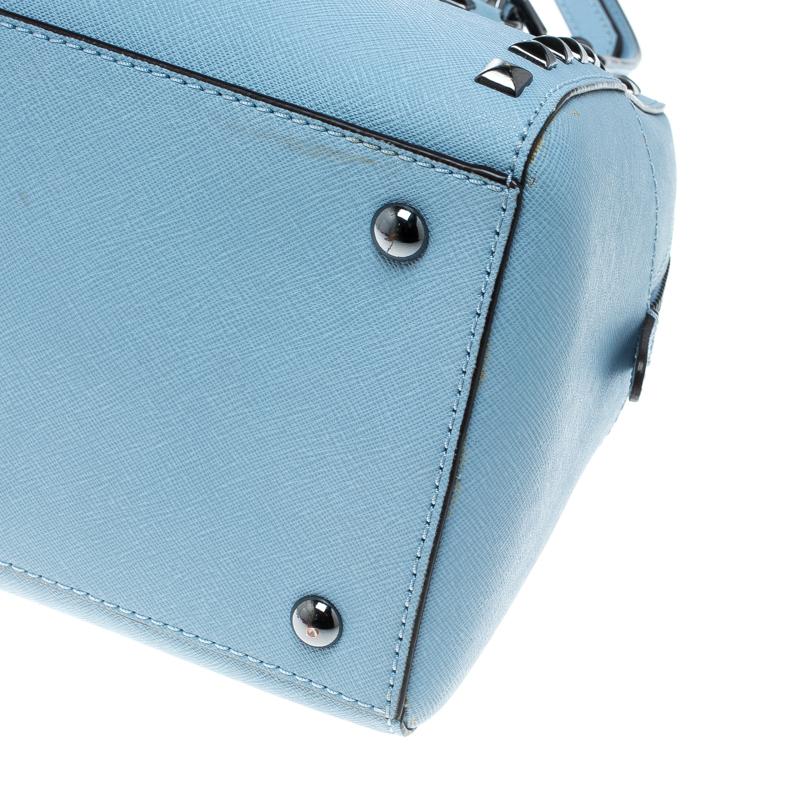 Michael Michael Kors Blue Leather Studded Top Handle Shoulder Bag 1