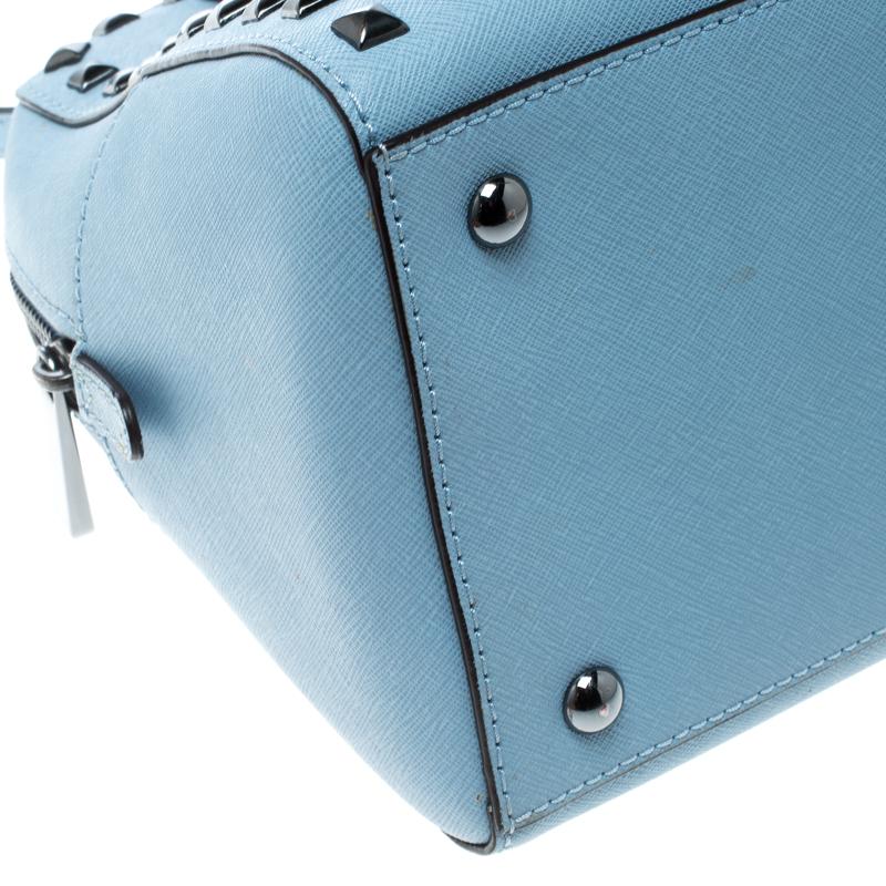 Michael Michael Kors Blue Leather Studded Top Handle Shoulder Bag 2