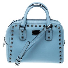 Michael Michael Kors - Sac à bandoulière en cuir bleu clouté à poignée supérieure