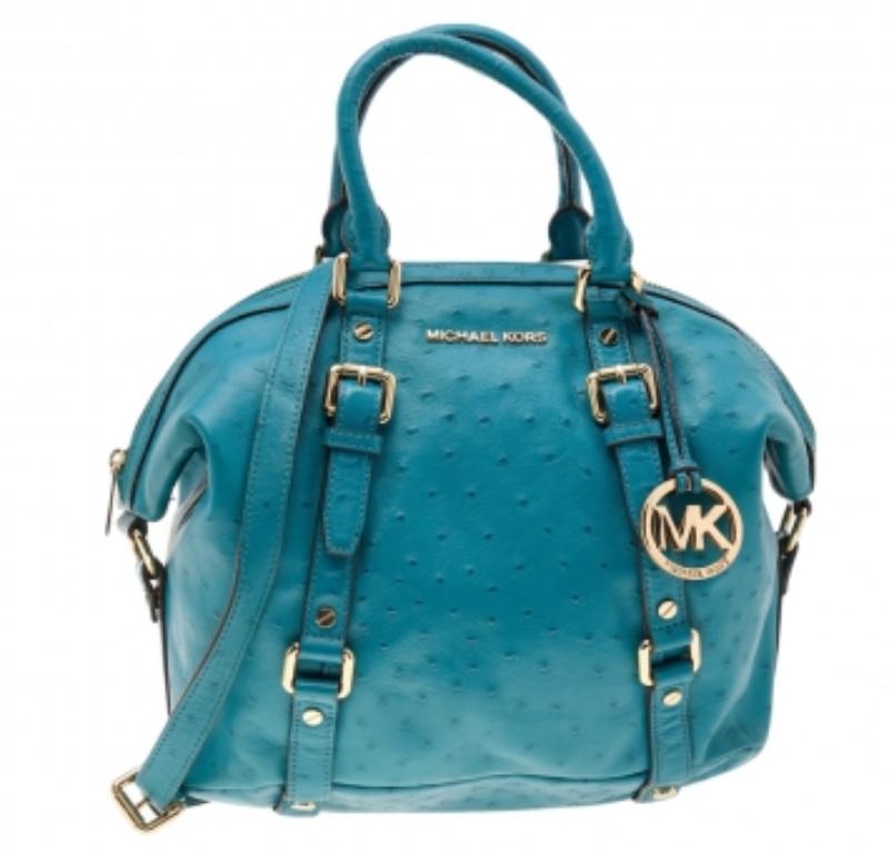 Michael Kors - Tote in pelle goffrata di struzzo blu In condizioni buone in vendita a Dubai, Al Qouz 2