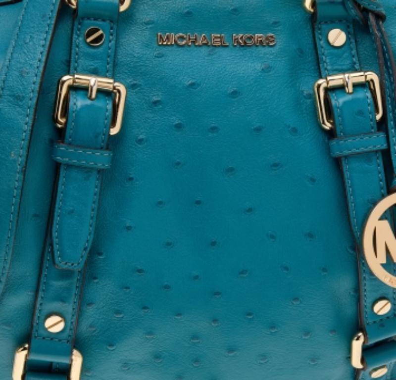 Donna Michael Kors - Tote in pelle goffrata di struzzo blu in vendita