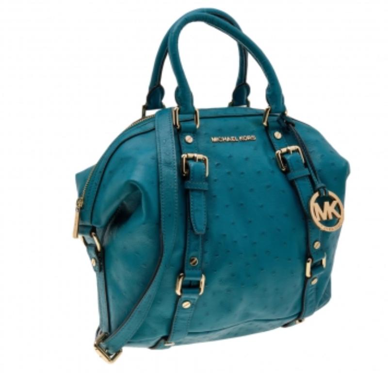 Michael Kors - Tote in pelle goffrata di struzzo blu in vendita 1
