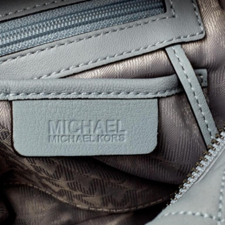 MICHAEL Michael Kors Blue Quilted Leather XL Rachel Satchel For Sale 1