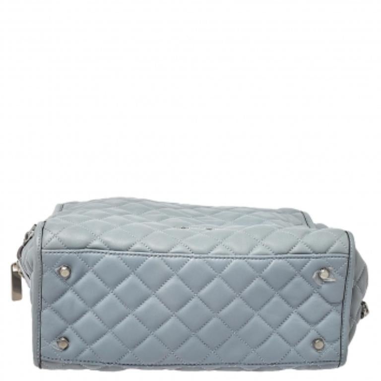 MICHAEL Michael Kors Blue Quilted Leather XL Rachel Satchel For Sale 2