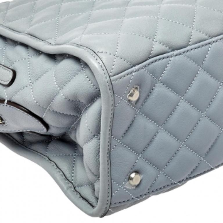 MICHAEL Michael Kors Blue Quilted Leather XL Rachel Satchel For Sale 3