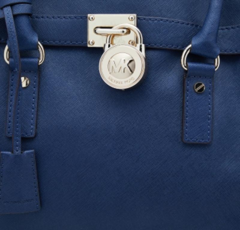 Women's MICHAEL Michael Kors Blue Saffiano Leather Large Hamilton Tote For Sale
