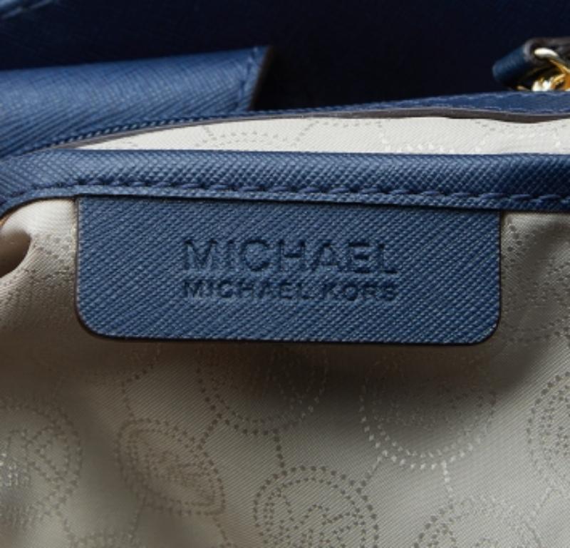 MICHAEL Michael Kors Blue Saffiano Leather Large Hamilton Tote For Sale 2