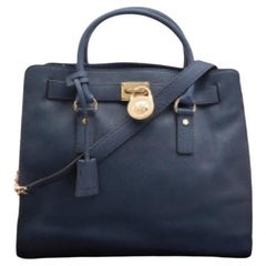 MICHAEL Michael Kors Blue Saffiano Leather Large Hamilton Tote