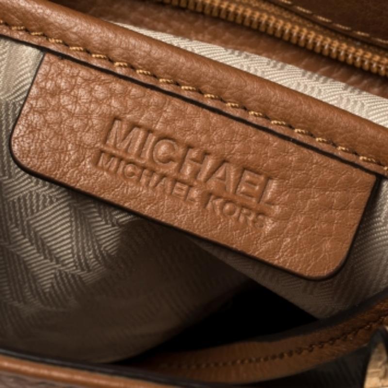 MICHAEL Michael Kors Brown/Beige Leather Bedford Tote For Sale 5