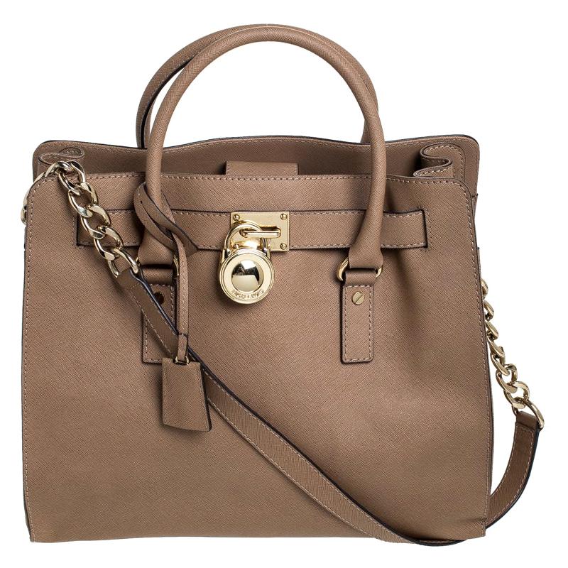 MICHAEL Michael Kors Brown Leather Large Hamilton North South Tote For ...