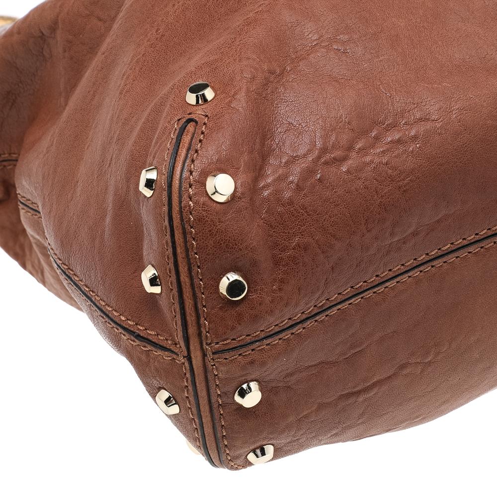 MICHAEL Michael Kors Braunes Leder mit Nieten Uptown Astor Hobo Damen