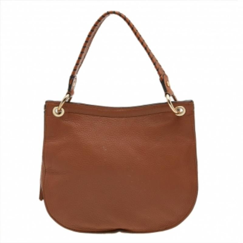 MICHAEL Michael Kors Braune Ledertasche mit geflochtenem Überschlag und Quaste im Angebot 2