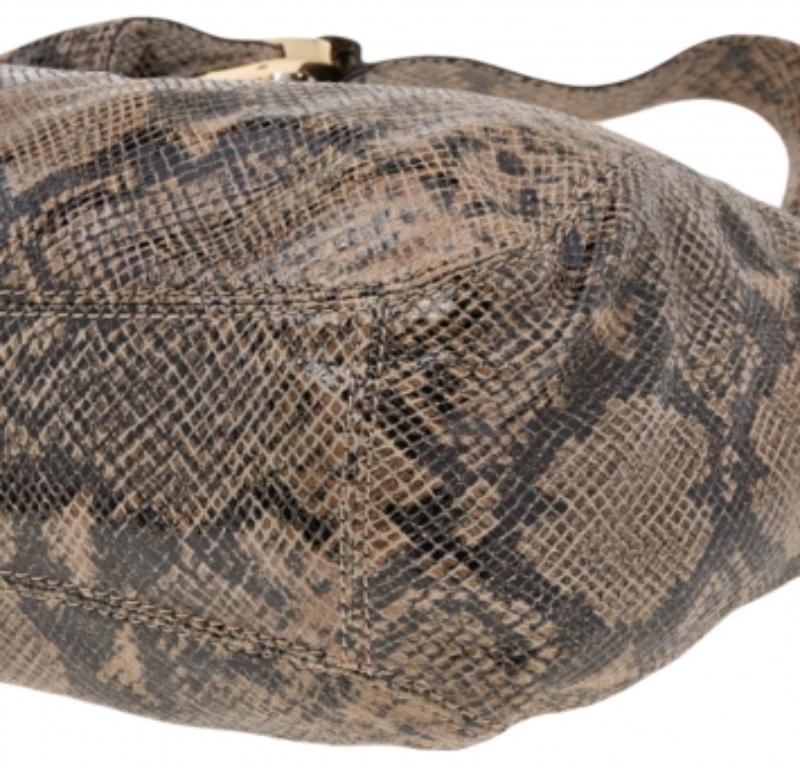 MICHAEL Michael Kors Hobo en cuir gaufré python Brown en vente 1