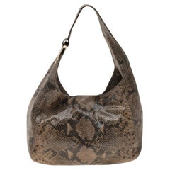 Michael Michael Kors - Borsa in pelle goffrata con pitone marrone