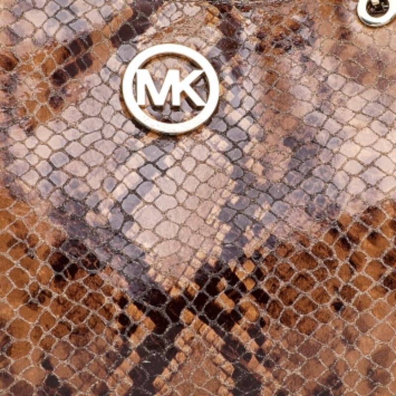 MICHAEL Michael Kors Brown Python Embossed Leather Tote 1