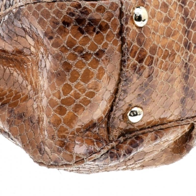 MICHAEL Michael Kors Brown Python Embossed Leather Tote 4