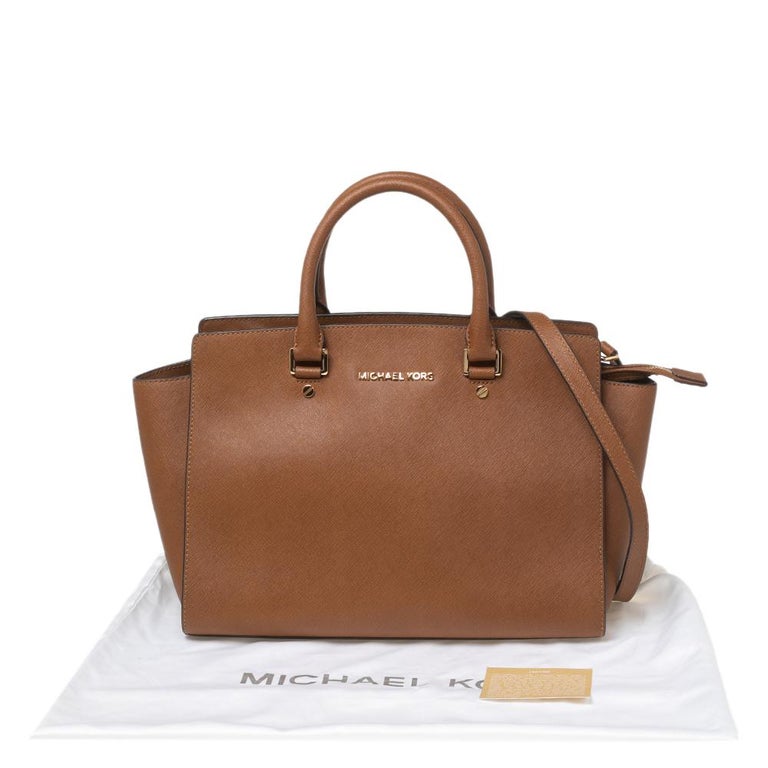 MICHAEL Michael Kors Brown Saffiano Leather Large Selma Tote For Sale at  1stDibs
