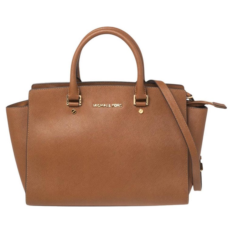 MICHAEL Michael Kors Brown Saffiano Leather Large Selma Tote For Sale at  1stDibs