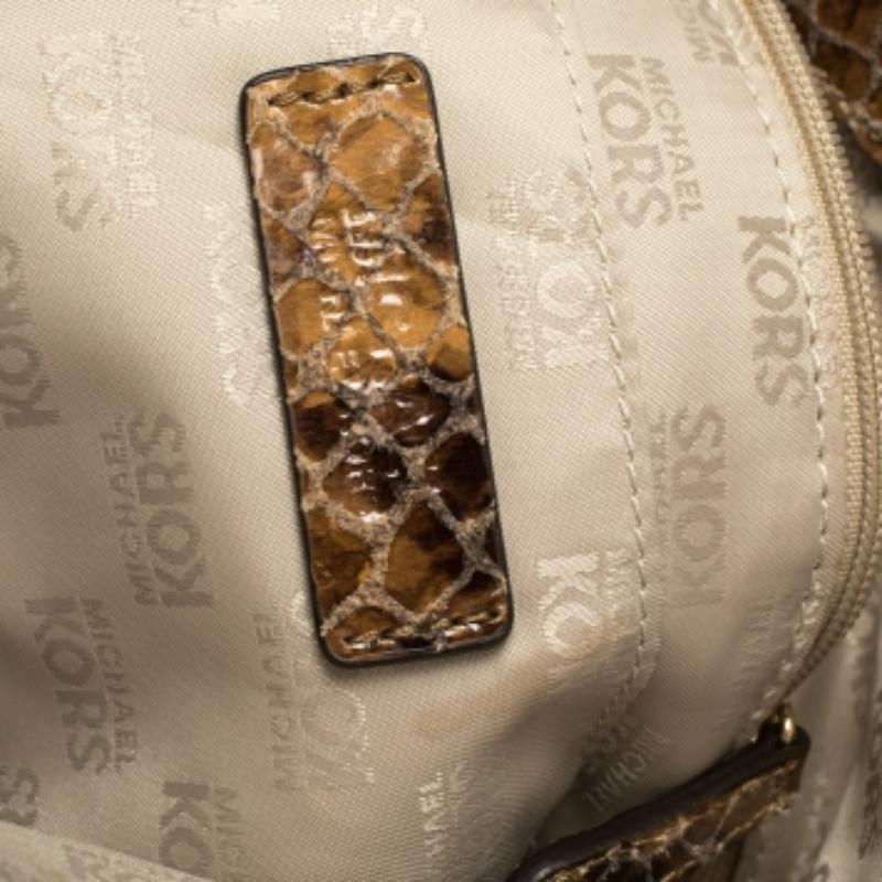 Women's MICHAEL Michael Kors Brown Snakeskin Effect Leather Lilly Hobo For Sale