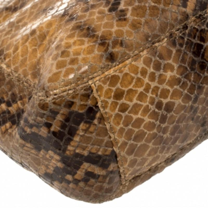 MICHAEL Michael Kors Brown Snakeskin Effect Leather Lilly Hobo For Sale 3