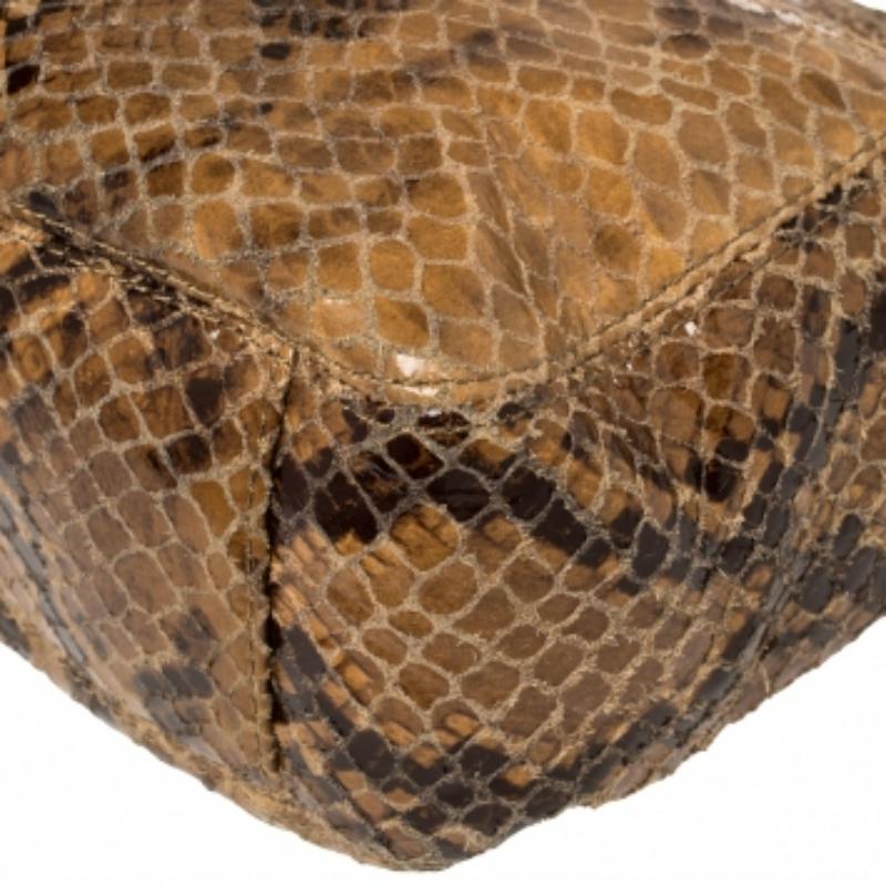 MICHAEL Michael Kors Brown Snakeskin Effect Leather Lilly Hobo For Sale 4