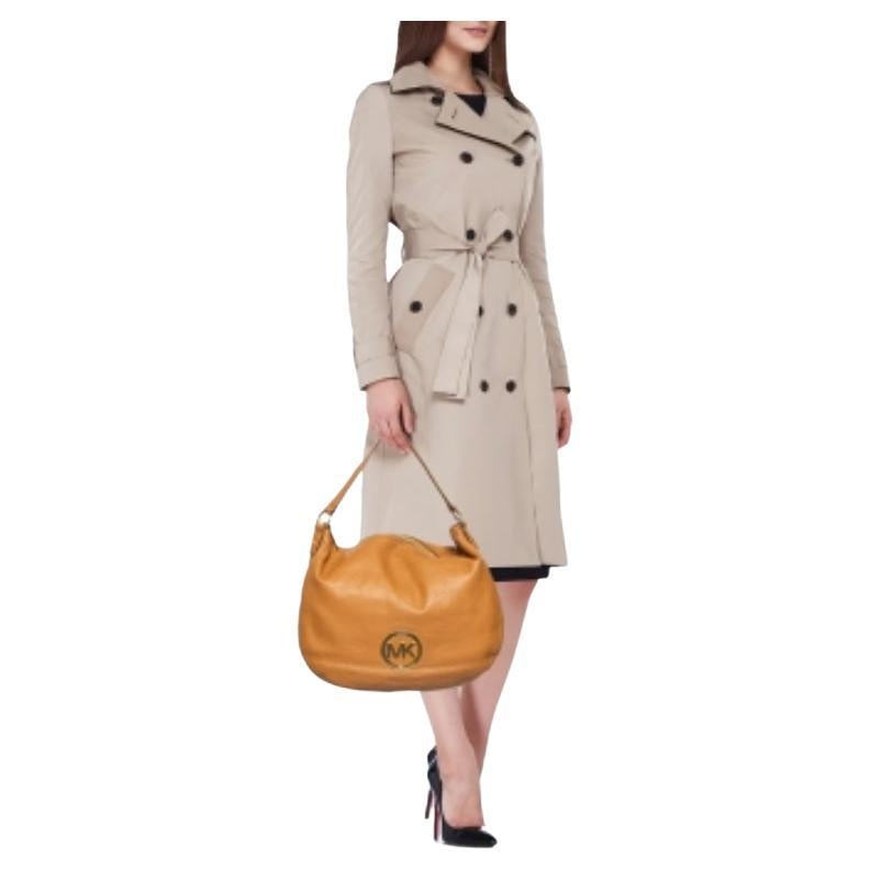 MICHAEL Michael Kors Caramel Brown Leather Logo Zip Hobo For Sale 6