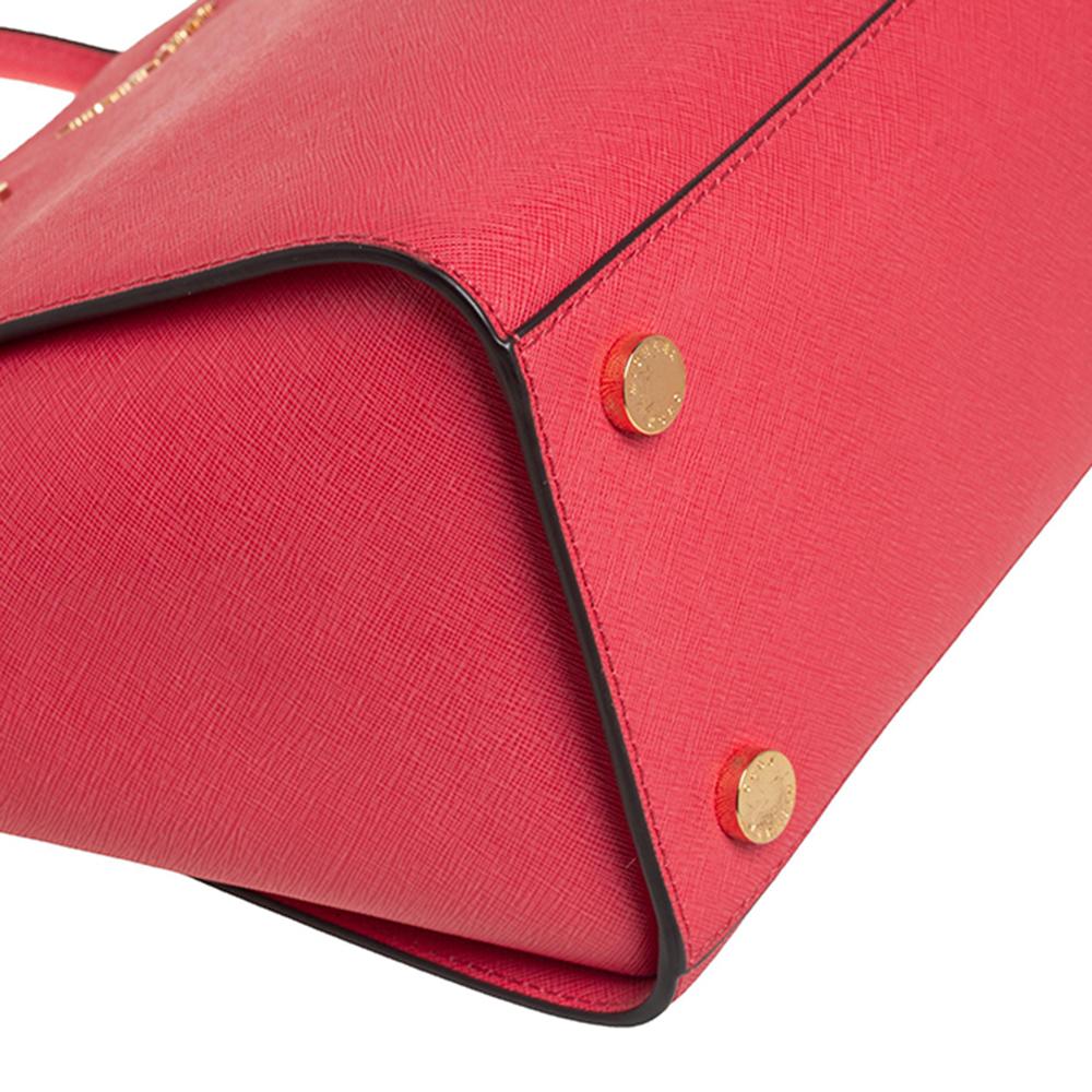 MICHAEL Michael Kors Koralle Rosa Saffiano Leder Große Selma Tote 1