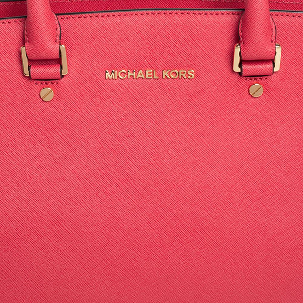MICHAEL Michael Kors Koralle Rosa Saffiano Leder Große Selma Tote 2