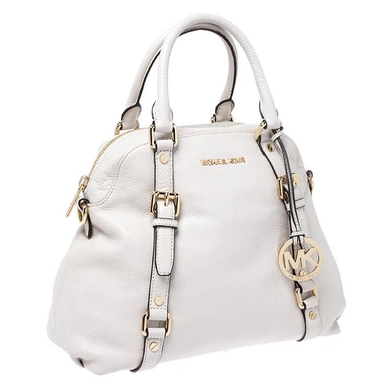 MICHAEL Michael Kors Cream Leather Bedford Satchel For Sale at 1stDibs