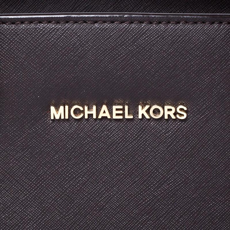 MICHAEL Michael Kors Dark Brown Saffiano Leather Medium Selma Tote For ...
