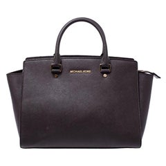 MICHAEL Michael Kors Dark Brown Saffiano Leather Medium Selma Tote