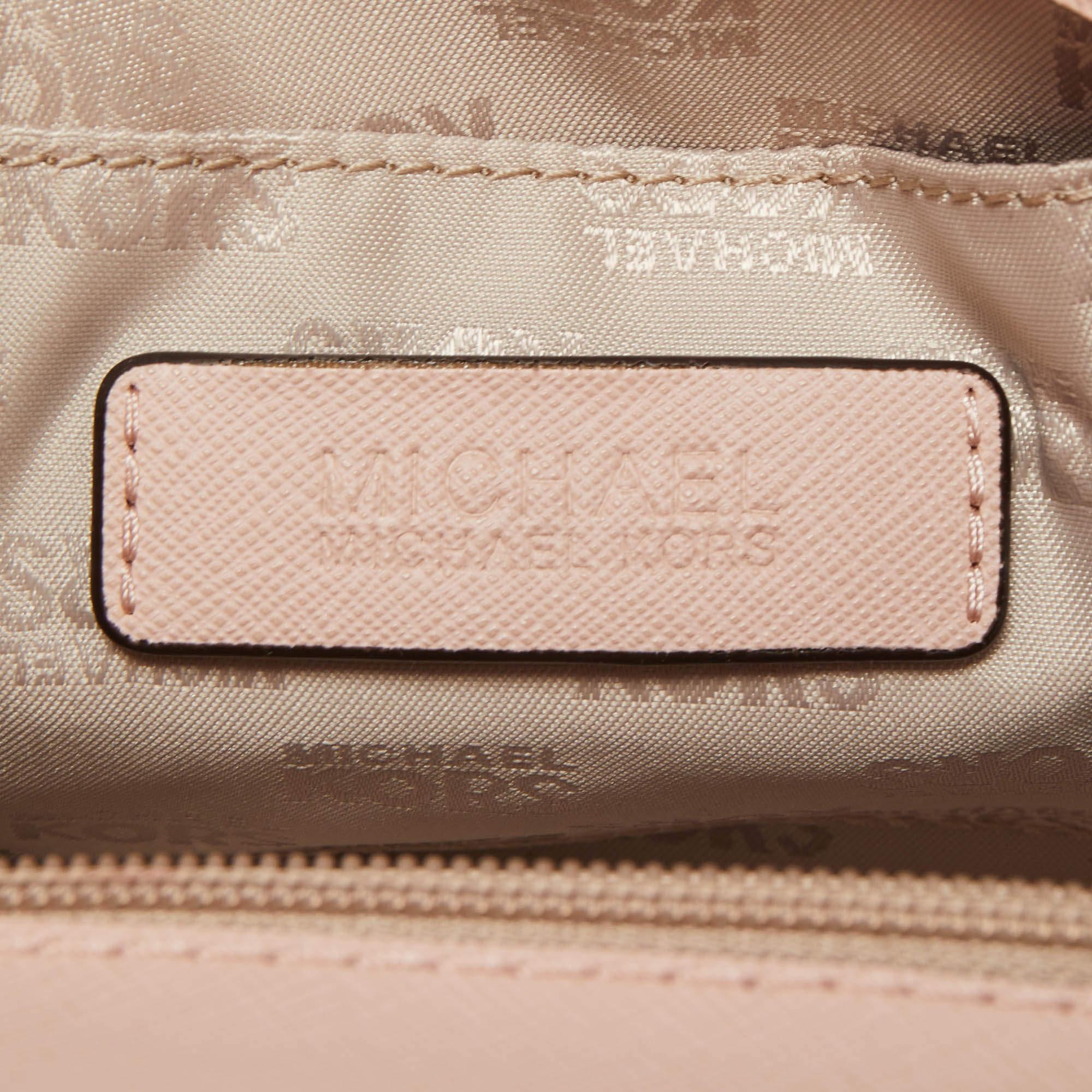 MICHAEL Michael Kors Dusty Pink Leather Studded Tina Ballet Clutch Bag For Sale 4