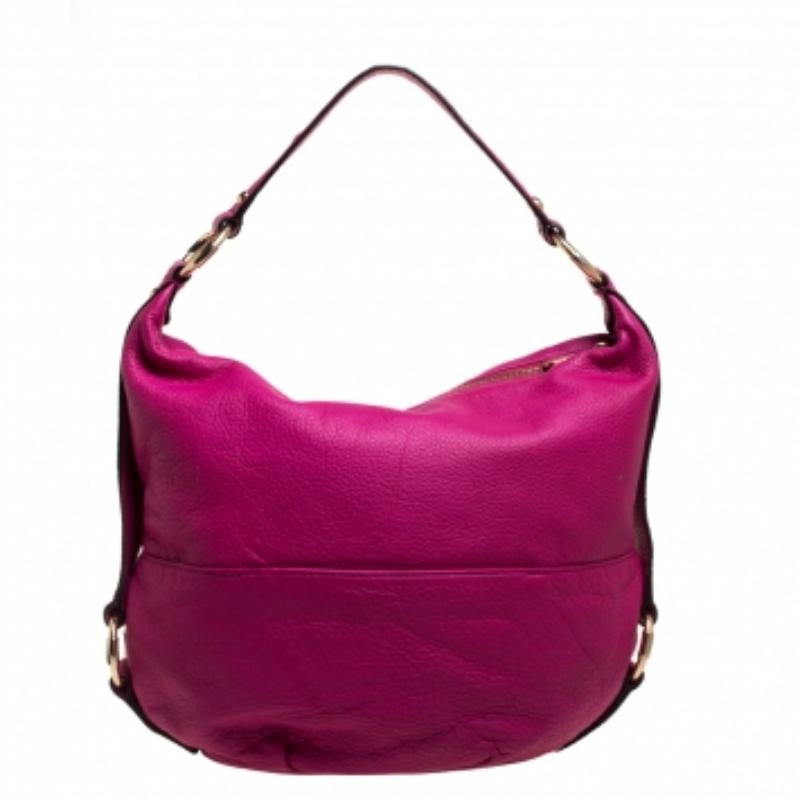 MICHAEL Michael Kors Fuchsia Leather Fulton Hobo For Sale 5