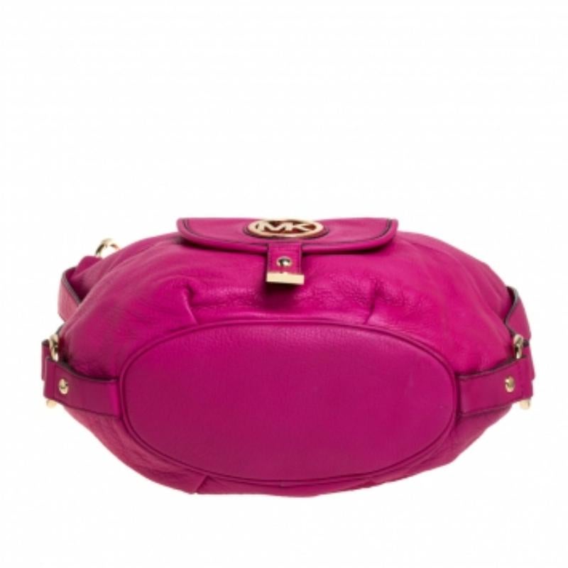 MICHAEL Michael Kors Fuchsia Leather Fulton Hobo For Sale 2