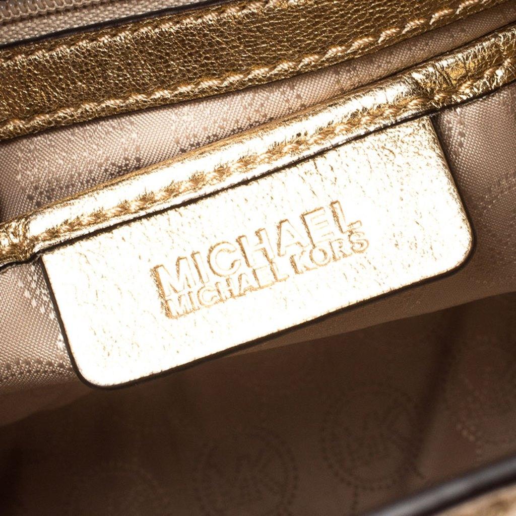 MICHAEL Michael Kors Gold Metallic Leder Medium Selma Tote 4