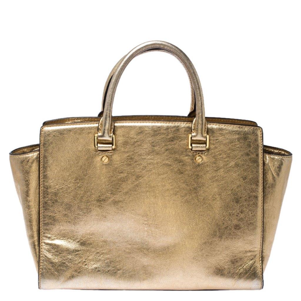 Michael michael kors selma medium deals metallic leather crossbody