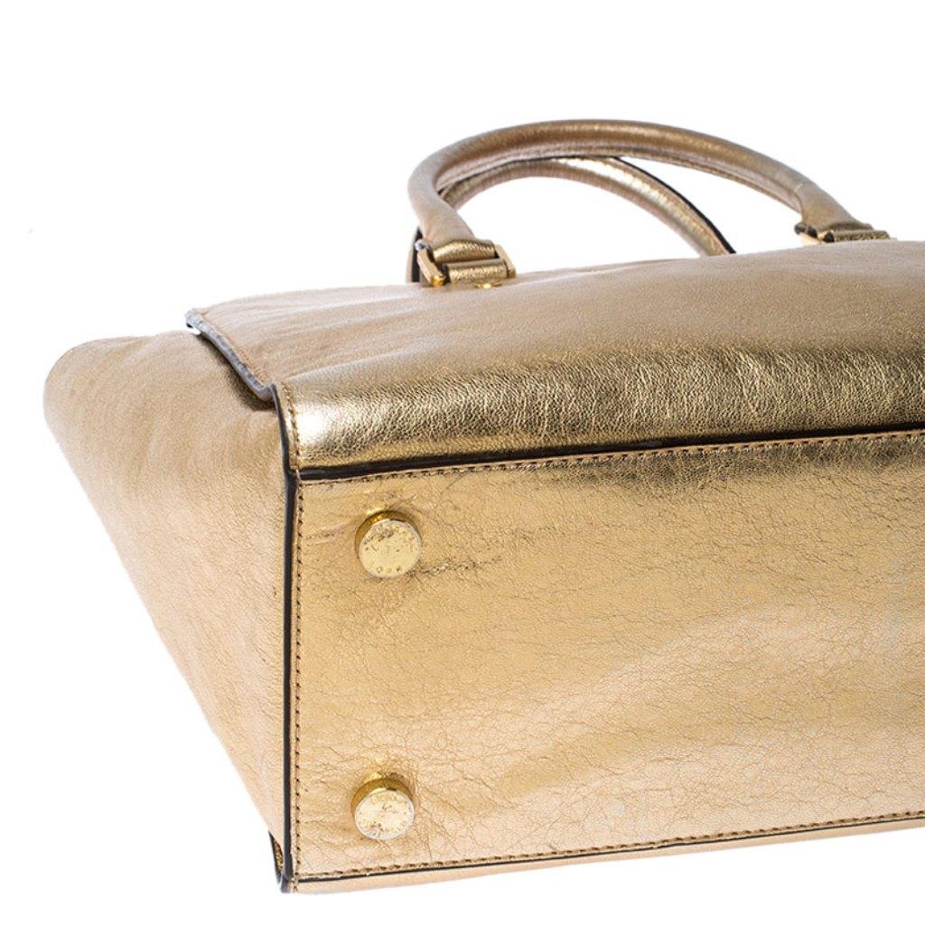 MICHAEL Michael Kors Gold Metallic Leder Medium Selma Tote 1