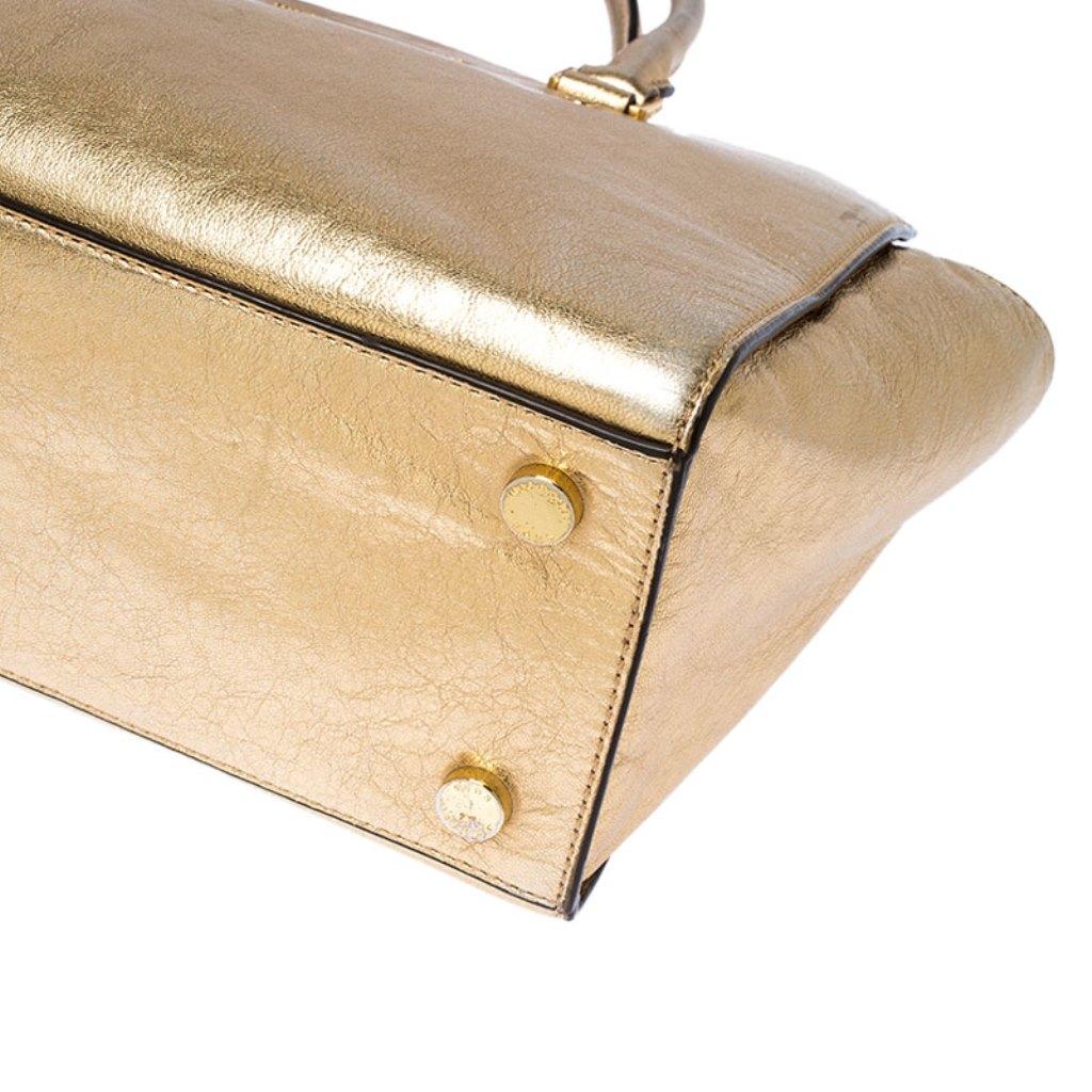 MICHAEL Michael Kors Gold Metallic Leder Medium Selma Tote 2