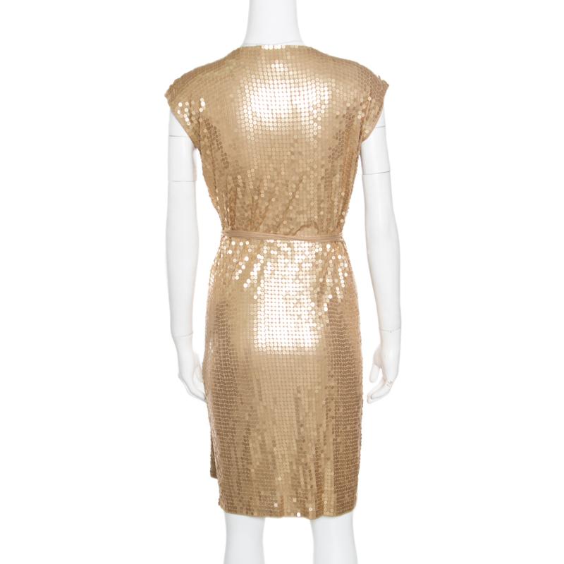 Michael Michael Kors Gold Sequined Wrap Dress S at 1stDibs | gold michael  kors dress, michael kors gold dress, gold sequin wrap dress
